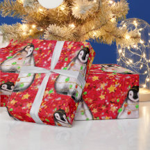 Holiday Penguin - twinkle red and green lights 