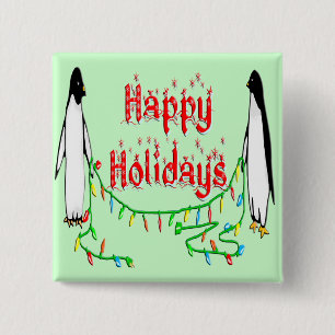 Holiday Penguins 2 Inch Square Button