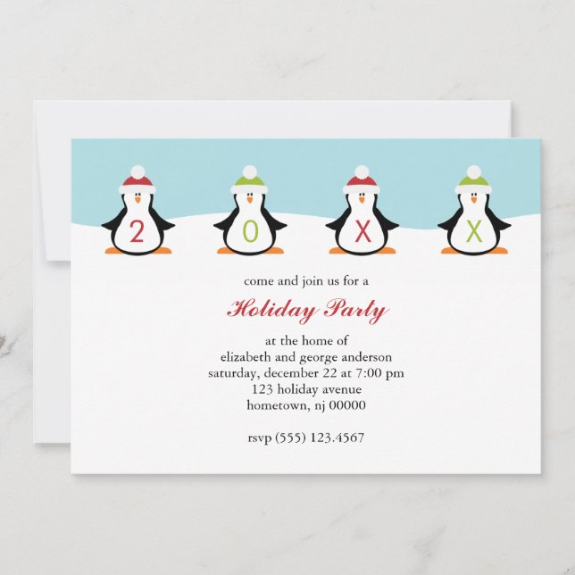 Holiday Penguins Invitations (Front)