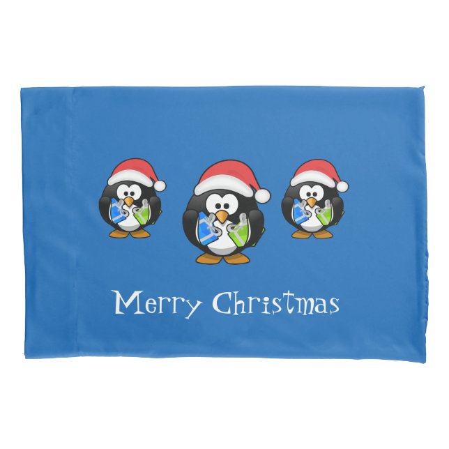 Holiday Penguins Pillowcase (Front)