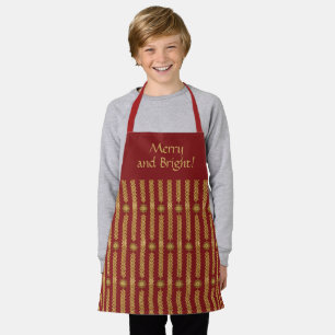 Holiday Personalized Custom Red Gold Stripe Apron