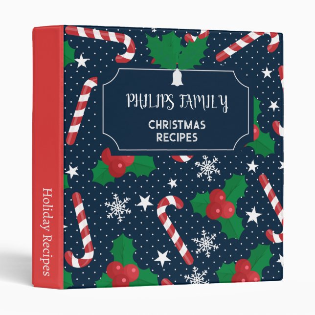 Holiday Personalized Family Christmas Recipe Binder (Front/Spine)