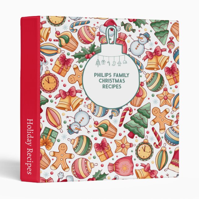 Holiday Personalized Family Christmas Recipe Binder (Front/Spine)
