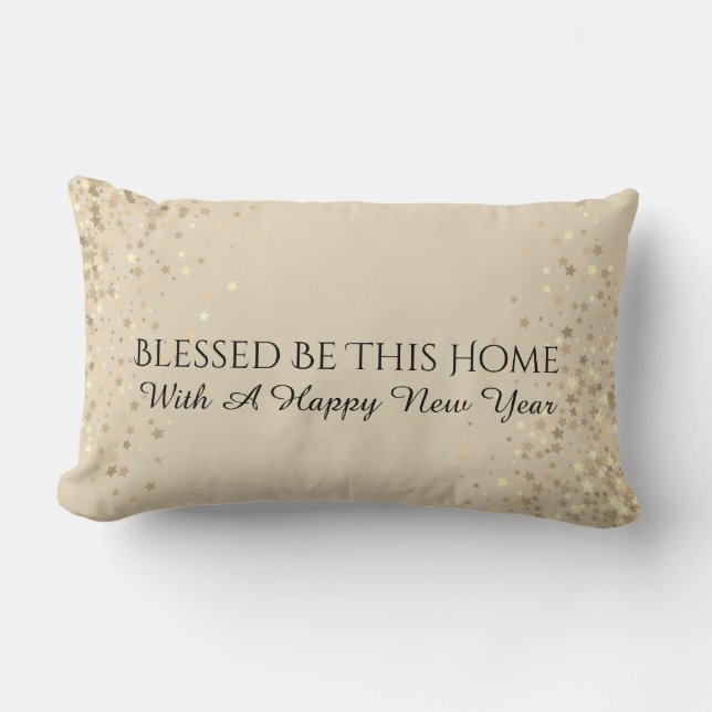 Holiday Petite Stars Throw Pillow-Blessed Be Lumbar Pillow (Front)