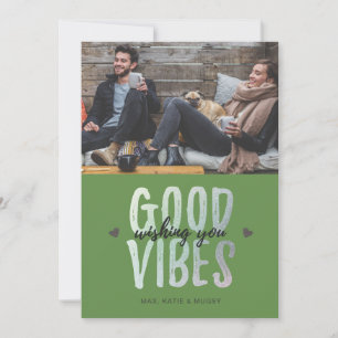 Holiday Photo Card GOOD VIBES - green