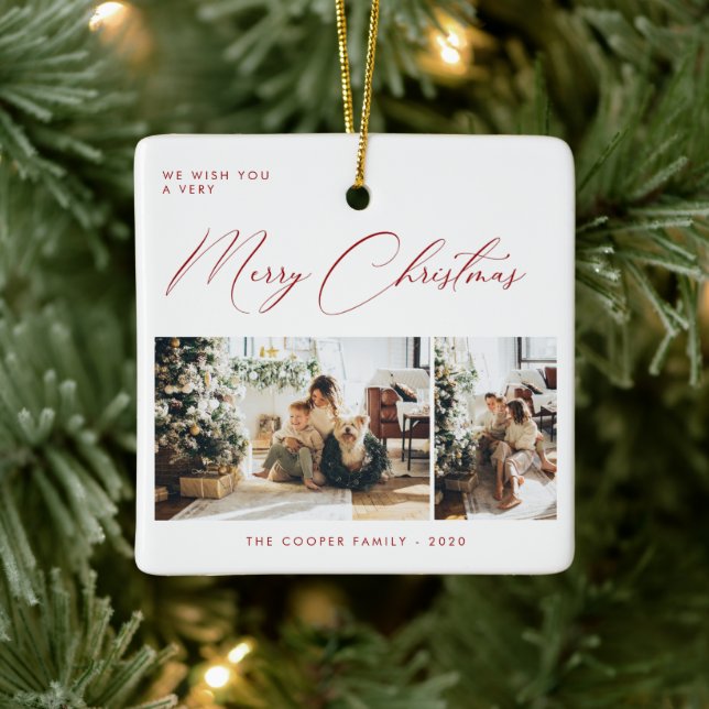 Holiday Photo Card | Modern Christmas Ceramic Ornament (Tree)