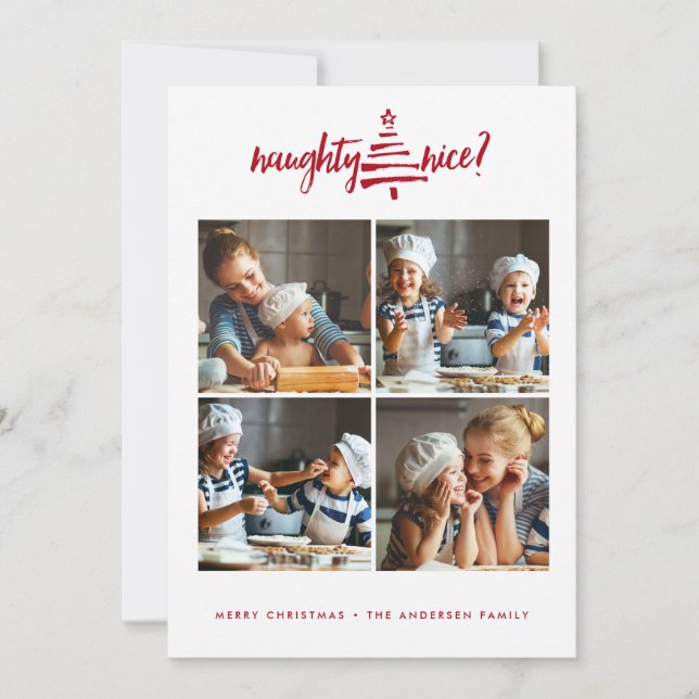 HOLIDAY PHOTO CARD | Modern Naughty Nice Christmas (Front)