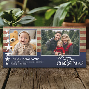 holiday photo card with a patriotic theme