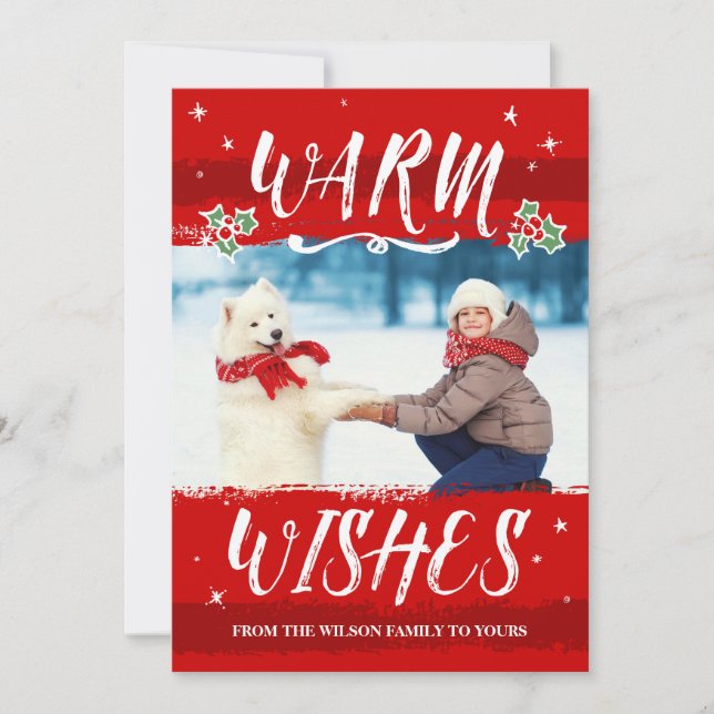 Holiday Photo Christmas Cards | Warm Wishes (Front)