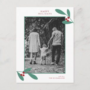 HOLIDAY PHOTO CHRISTMAS   Modern Mistletoe Postcard