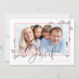 HOLIDAY PHOTO elegant line art leaves pink joyful