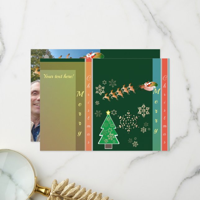 Holiday Photo "Merry Christmas" Santa's Reindeer  Thank You Card (Front/Back In Situ)