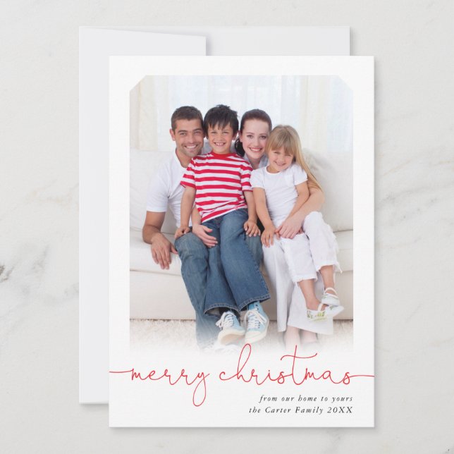 HOLIDAY PHOTO modern merry christmas script red (Front)