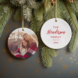 Holiday Photo Ornament with Family Name and Year
