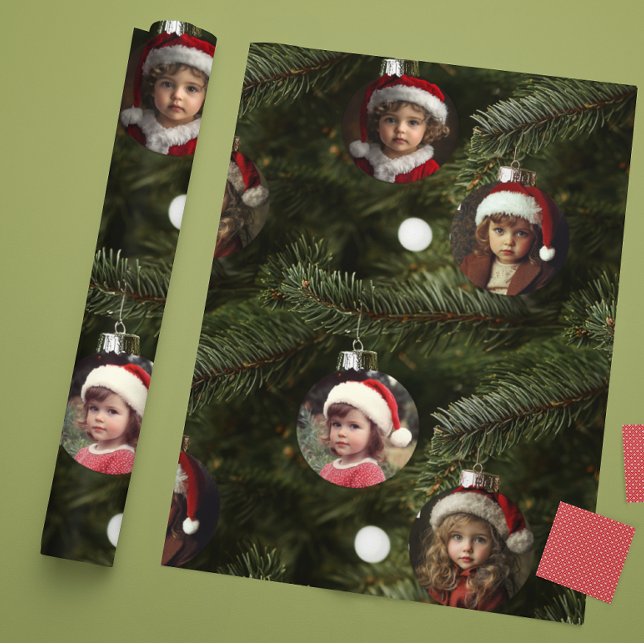 Holiday Photo Ornaments Custom Christmas tree Wrapping Paper (Creator Uploaded)