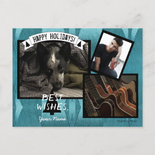 Holiday Photo Postcard aqua HAMbWG