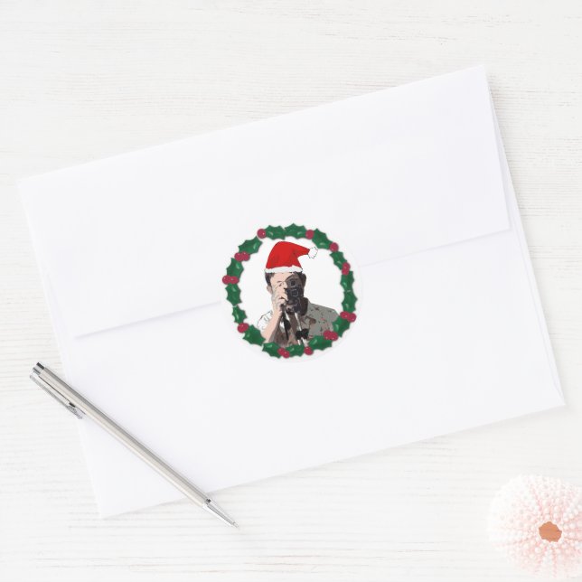 Holiday Photographer Christmas Classic Round Sticker (Envelope)