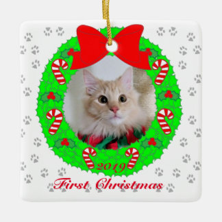 Holiday Picture Wreathe Ceramic Ornament