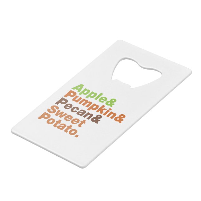 Holiday Pies ~ Festive Xmas Thanksgiving Christmas Wallet Bottle Opener (Front Angled)