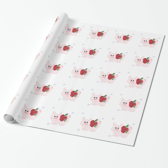 Holiday Piglet Wrapping Paper (Unrolled)