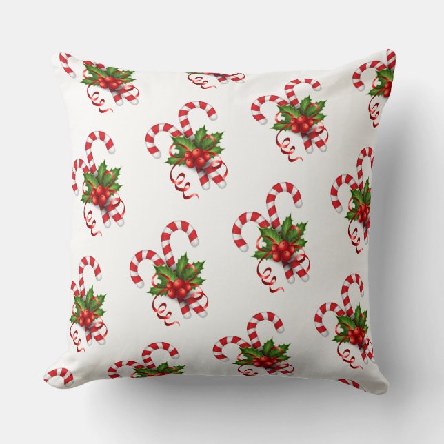 Holiday Pillow-Candy Canes Throw Pillow (Front)