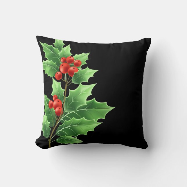 Holiday Pillow-Holly Throw Pillow (Front)