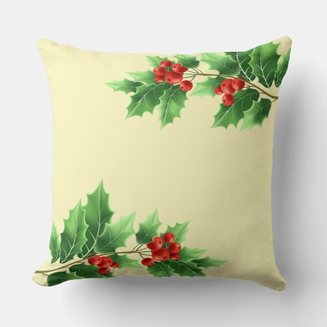 Holiday Pillow-Holly Throw Pillow (Front)