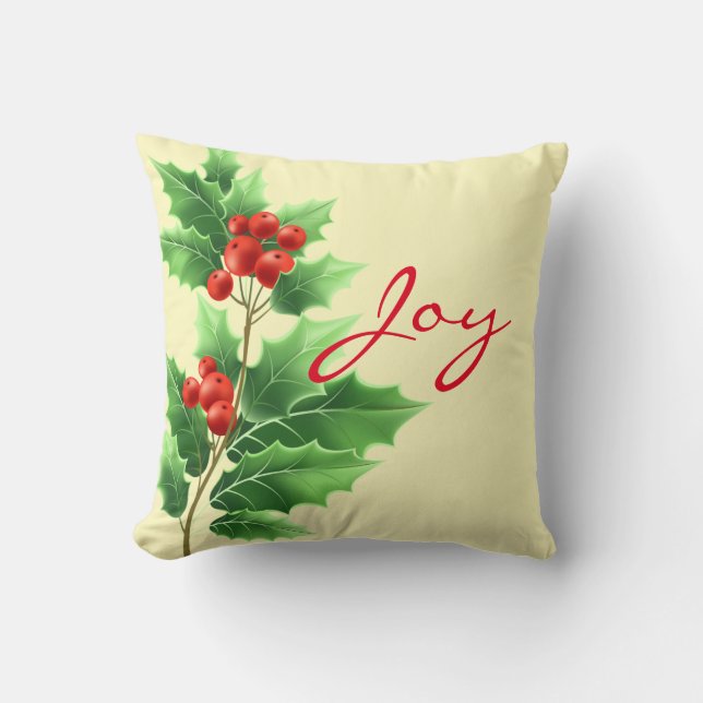 Holiday Pillow-Holly Throw Pillow (Front)