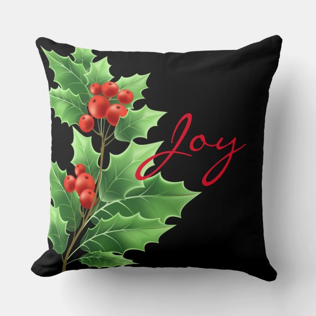 Holiday Pillow-Holly Throw Pillow (Front)