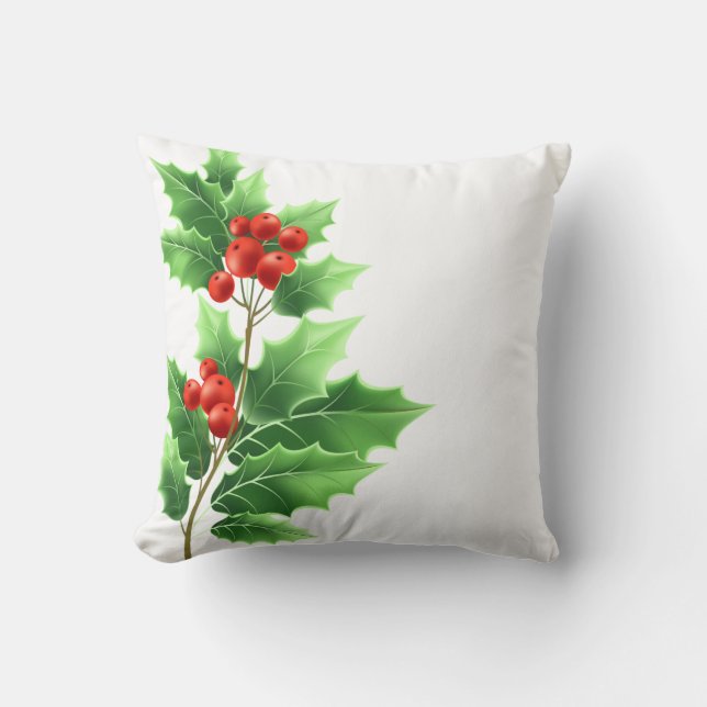 Holiday Pillow-Holly Throw Pillow (Front)