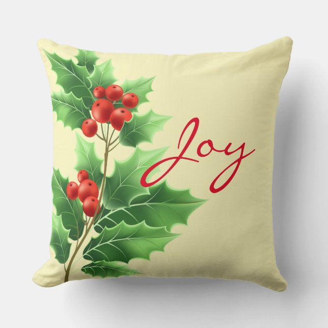 Holiday Pillow-Holly Throw Pillow (Front)