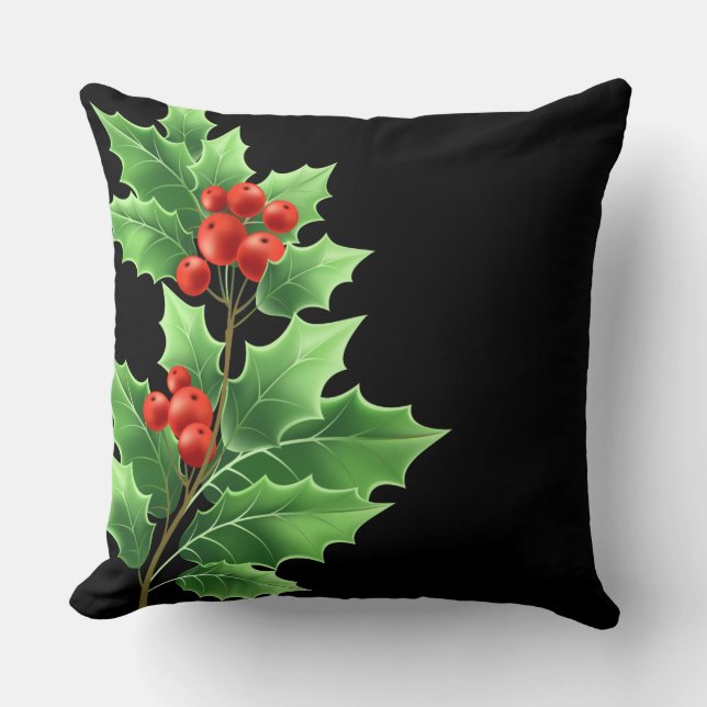 Holiday Pillow-Holly Throw Pillow (Front)