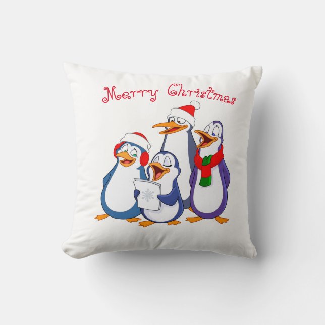 Holiday Pillow-Merry Penguins Throw Pillow (Front)