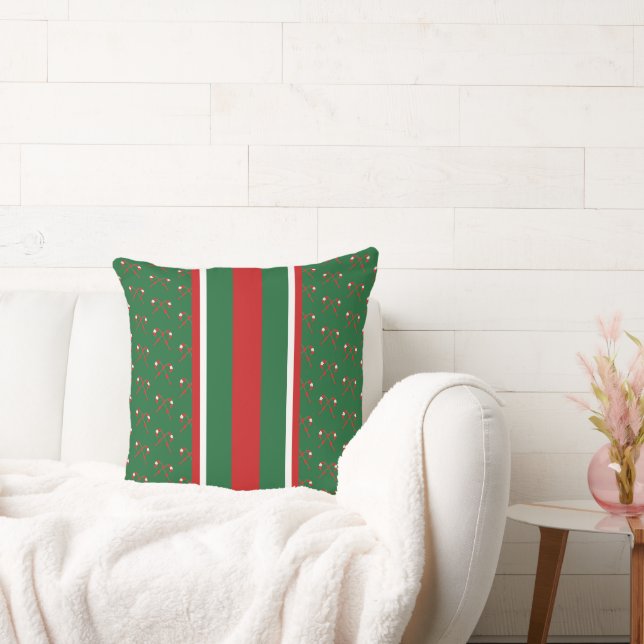 Holiday Pillow, Red White Green Throw Pillow (Couch)