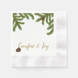 Holiday Pine Boughs Comfort and Joy Paper Napkin
