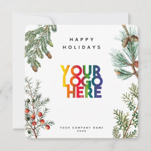 Holiday Pine Cones Business Logo Christmas Card