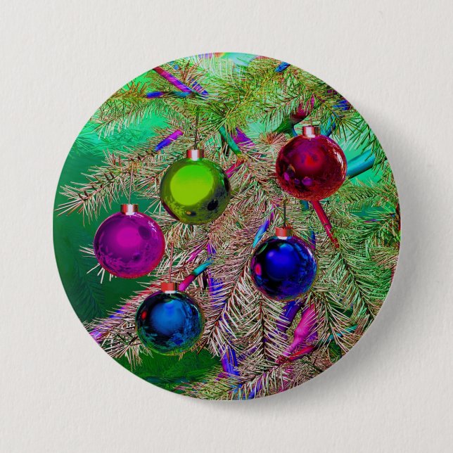 Holiday Pine Decor 3 Inch Round Button (Front)