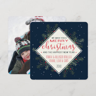 Holiday Pine & Midnight Snow   Photo Card