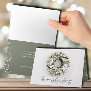 Holiday Pine Wreath Folded Business Card