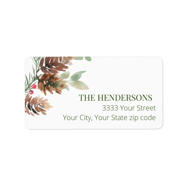 Holiday Pinecone Christmas Return Address Label (Front)