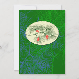 Holiday Pinecone Vintage Art Custom Invitations