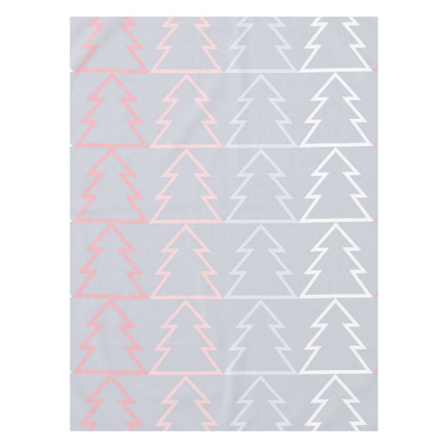 Holiday Pink Grey Christmas Trees Modern  Tablecloth (Front)