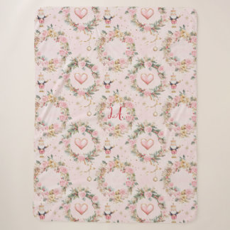 Holiday Pink Merry Nutcracker Beaux Custom Minky Sherpa Blanket