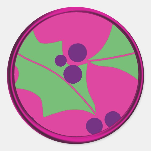 Holiday Pink Purple Holly Berries Envelope Seal (Front)