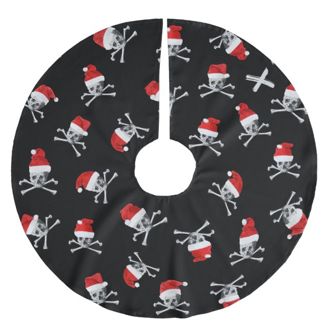 Holiday Pirate Skulls #2 Brushed Polyester Tree Skirt (Front)