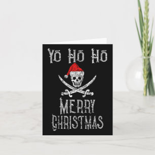 Holiday Pirate Yo Ho Ho Merry Christmas Santa Hat Card