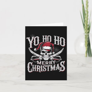 Holiday Pirate Yo Ho Ho Merry Christmas Santa Hat  Card