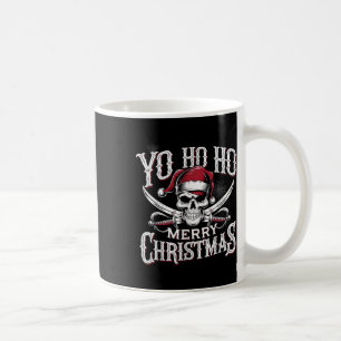 Holiday Pirate Yo Ho Ho Merry Christmas Santa Hat Coffee Mug