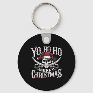 Holiday Pirate Yo Ho Ho Merry Christmas Santa Hat  Keychain