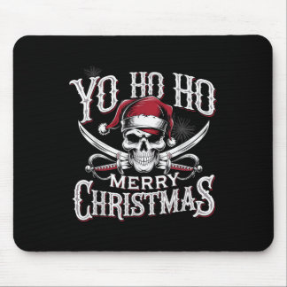 Holiday Pirate Yo Ho Ho Merry Christmas Santa Hat  Mouse Pad